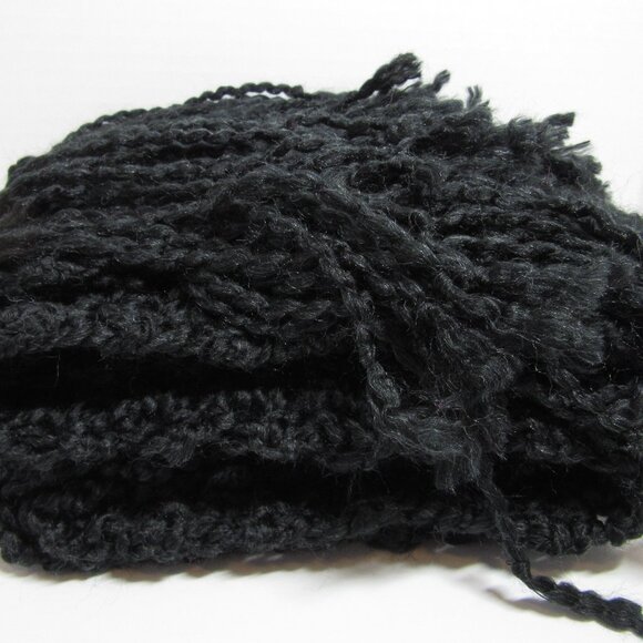 Black Scarf 91x5 Long Goth Chunky Handmade Crochet Hand Knit Unisex Retro NWT - Picture 9 of 9